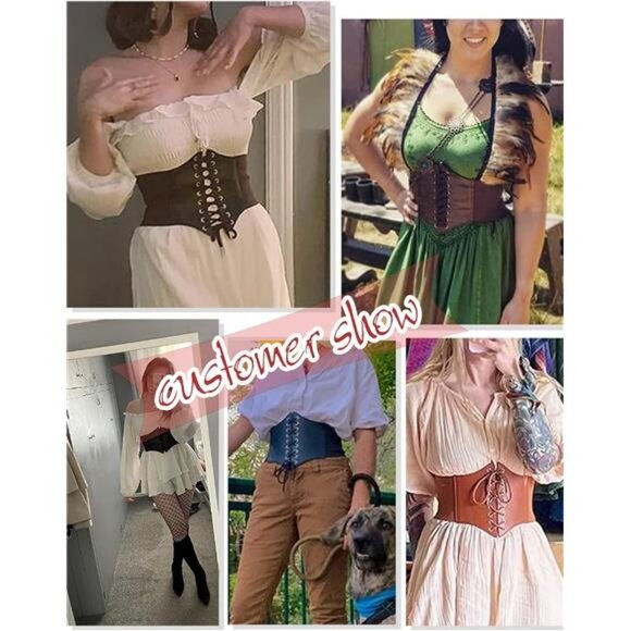 Womens Corset Belts Lace-up Tied Waspie Belt Retro Waist Cinch Belt - Picture 5 of 7